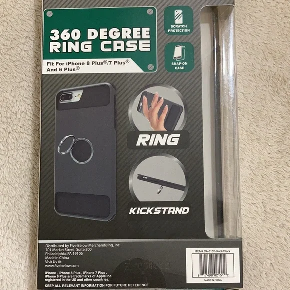 360°Ring Case iPhone 8 Plus, 7 Plus & 6 Plus Black - Picture 4 of 6